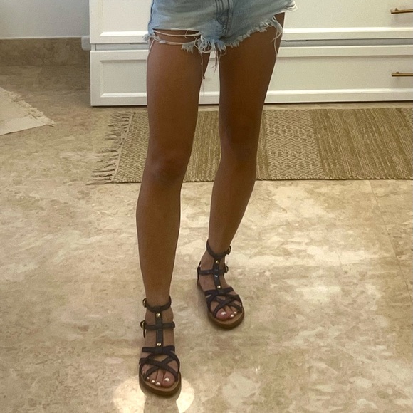 Louis Vuitton 'Ethnic' Flat Sandals Blue LV Python Flat Gladiator Shoes 37 US 7 - Picture 13 of 13